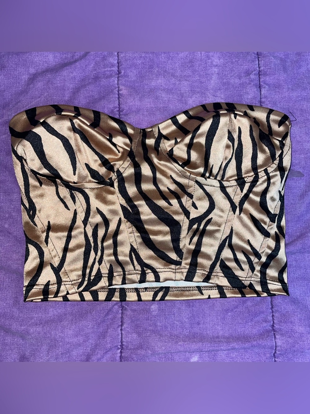 Zebra Print Bustier Crop Top